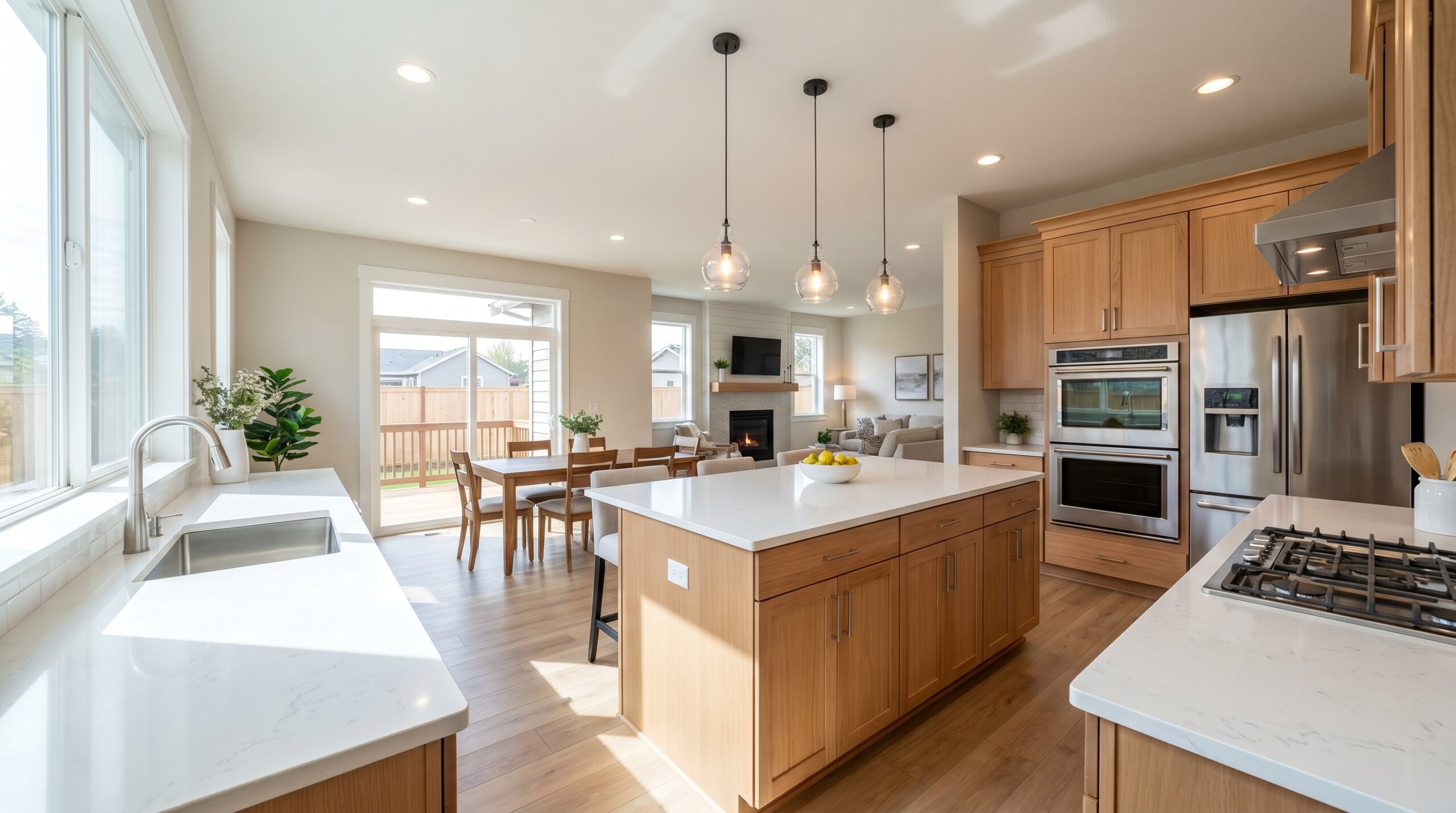 Modern kitchen renovation with new cabinets and countertops