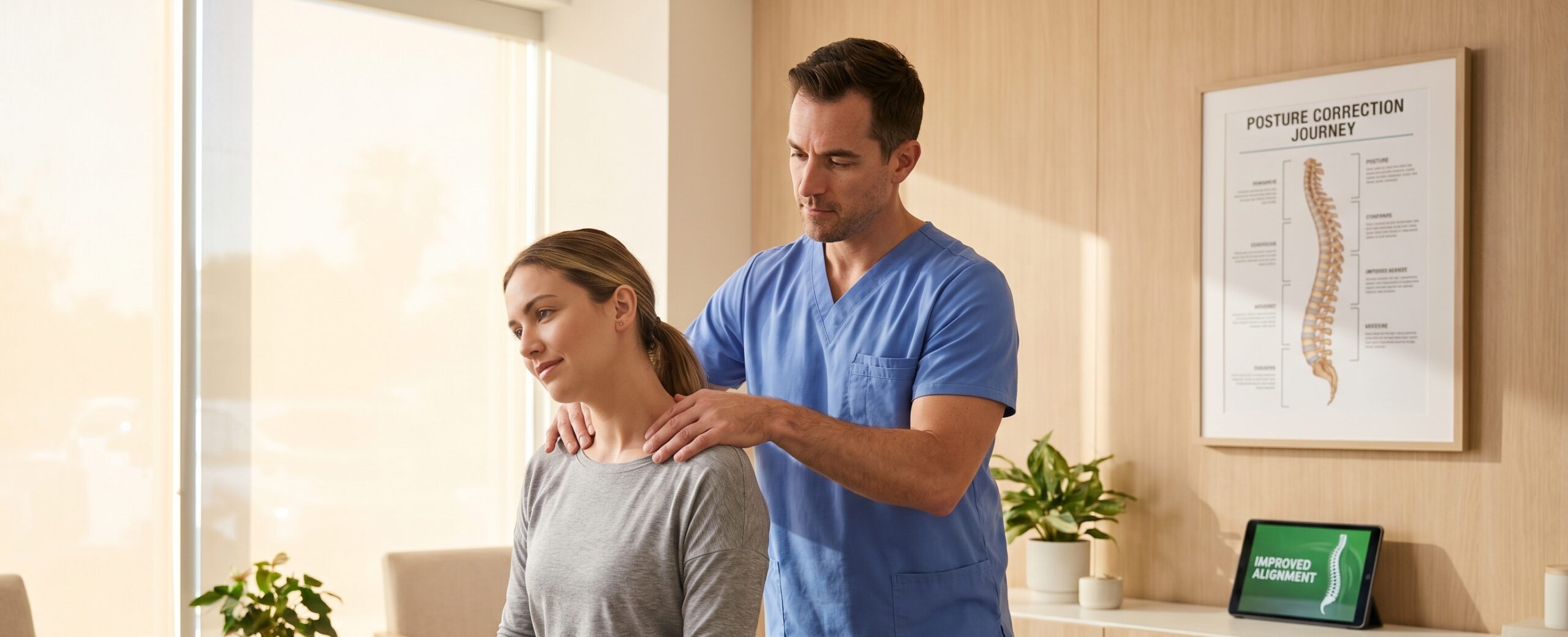 Chiropractor treating a patient in a modern clinic