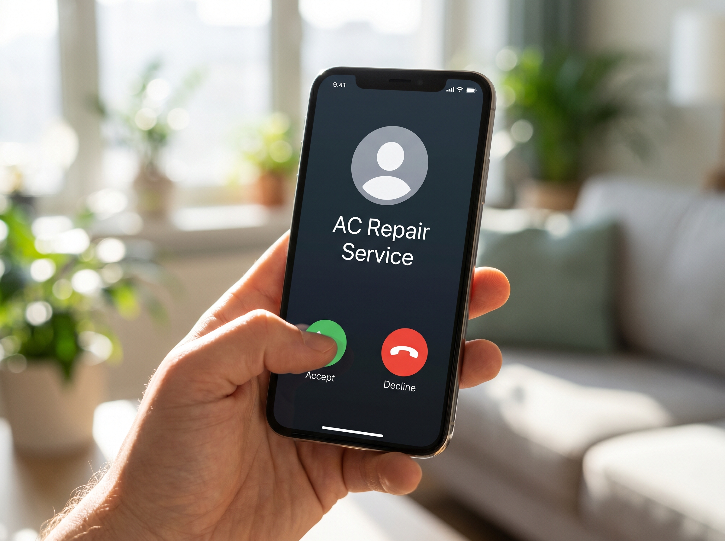 Homeowner calling on mobile phone