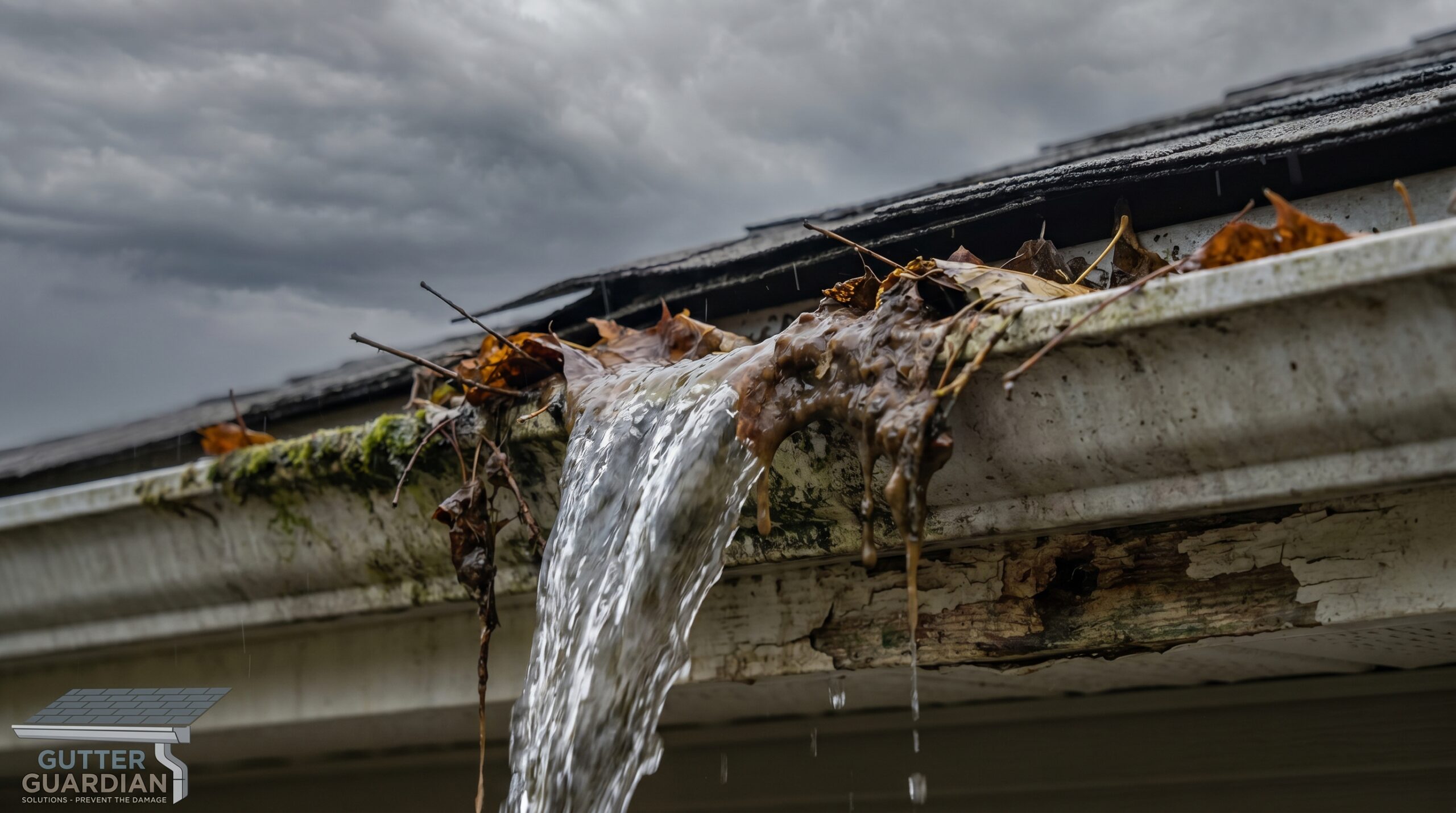 Clogged house gutter