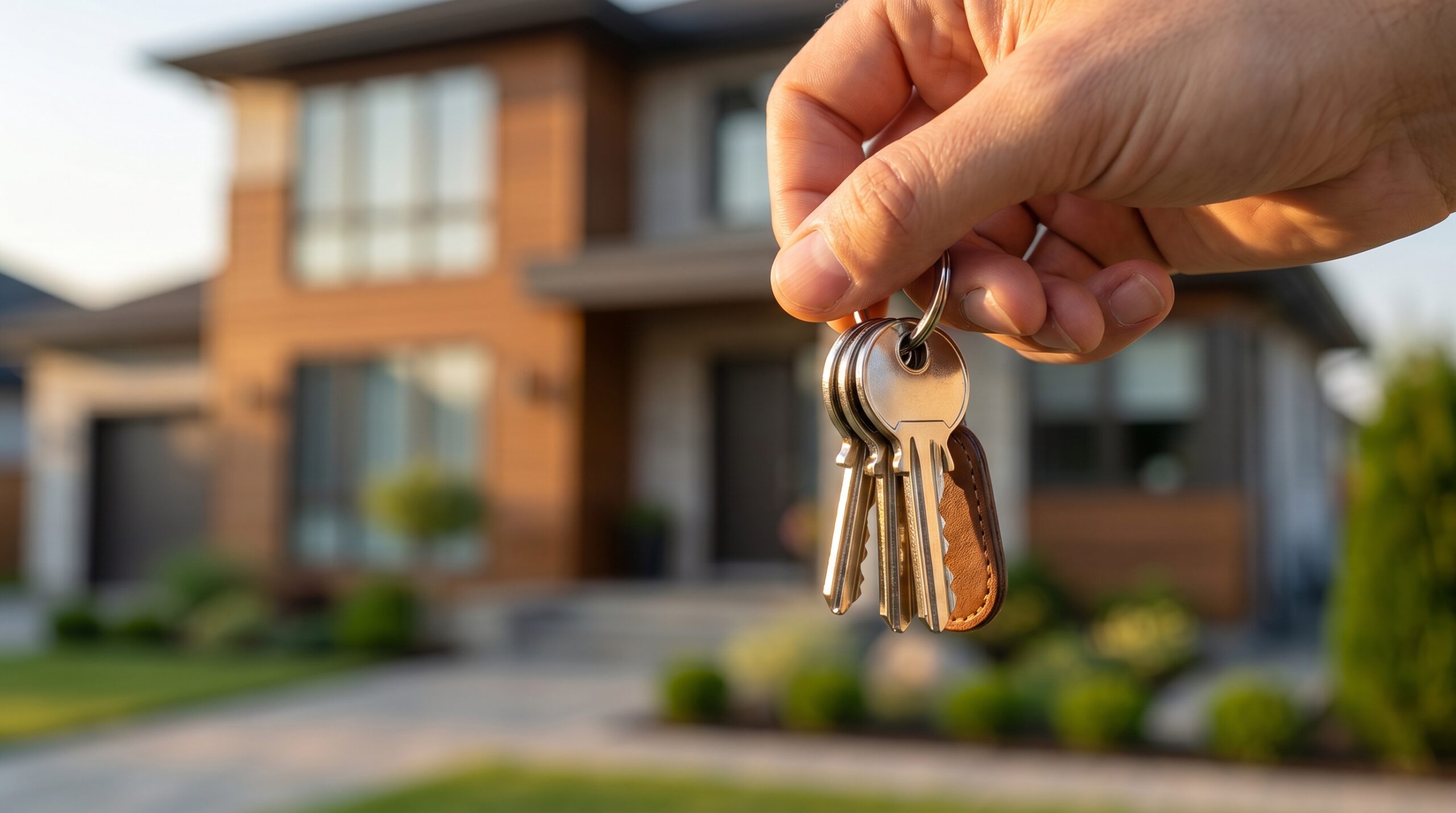 Real estate agent showing a home to buyers