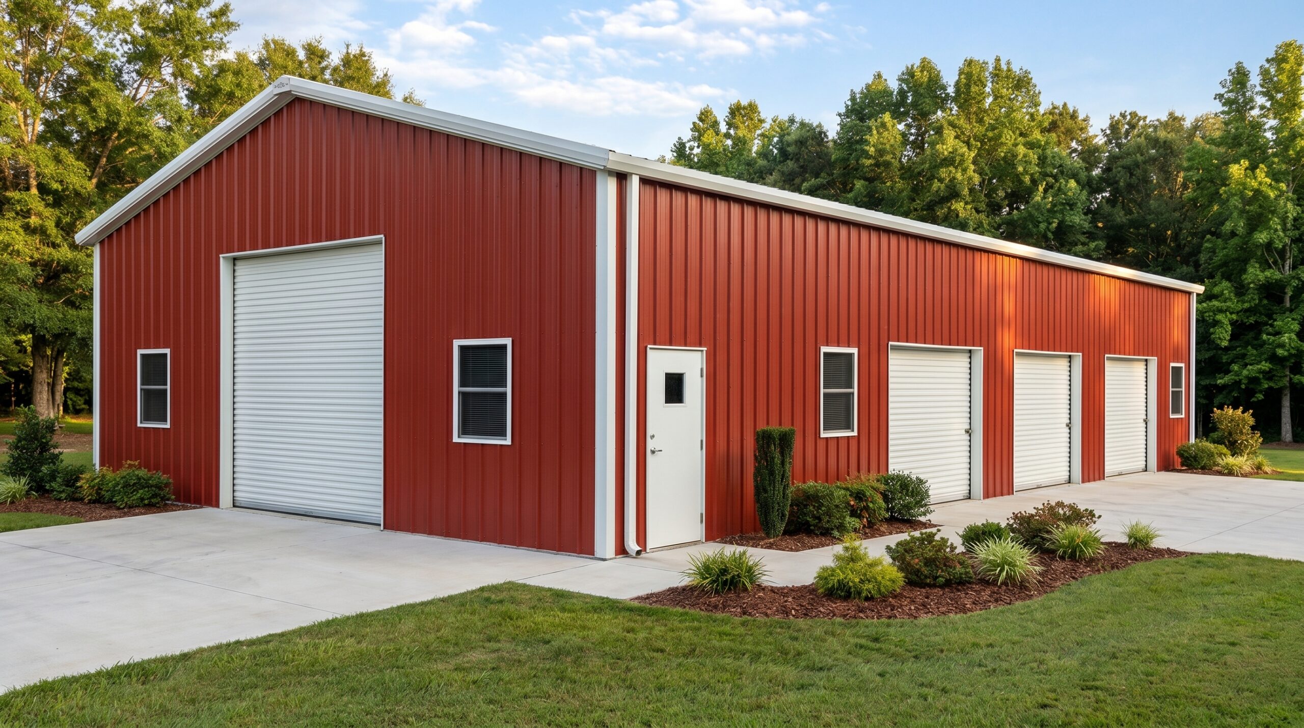 Metal carport structure installed at a residential property