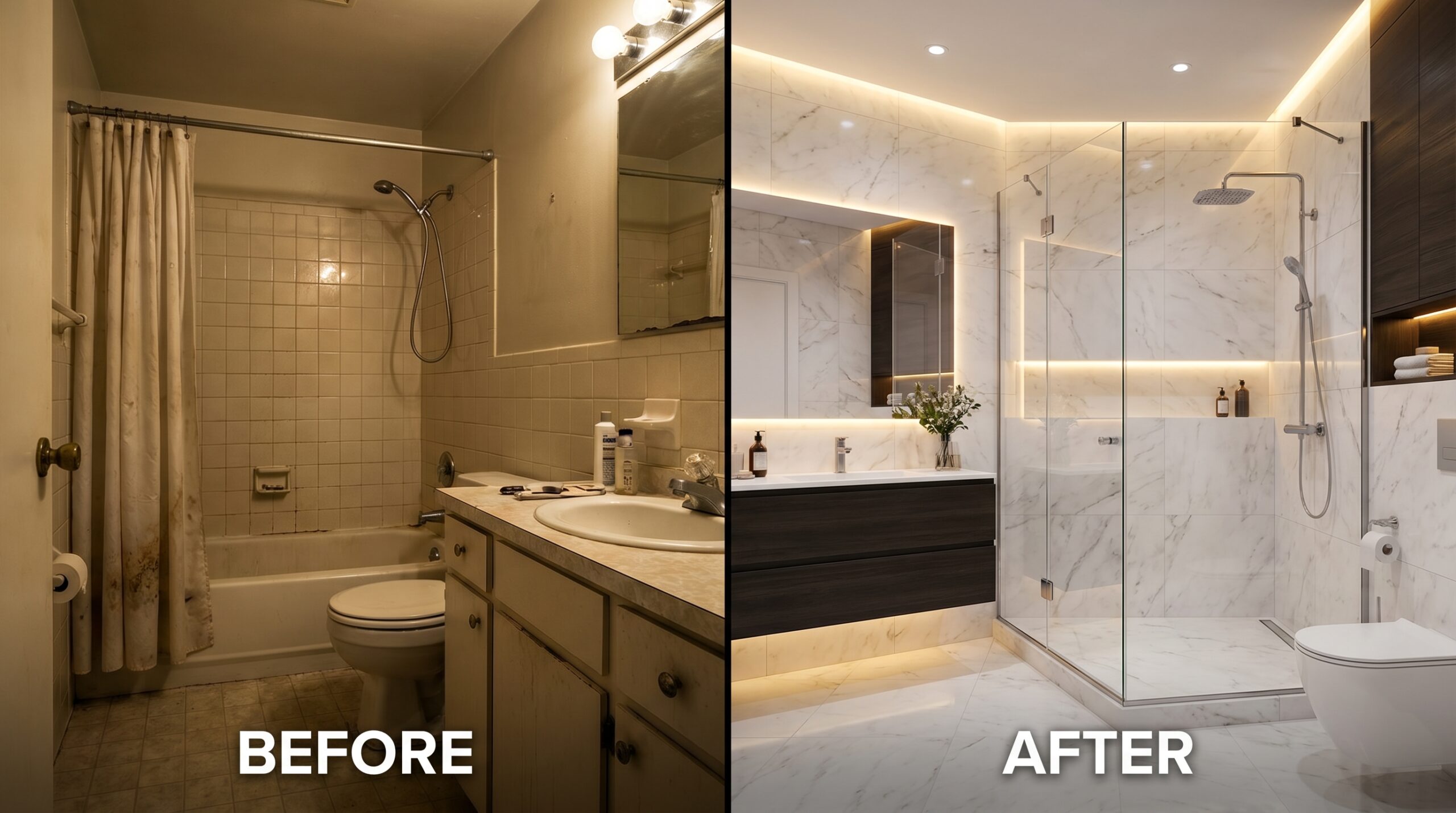 Modern bathroom with walk-in shower